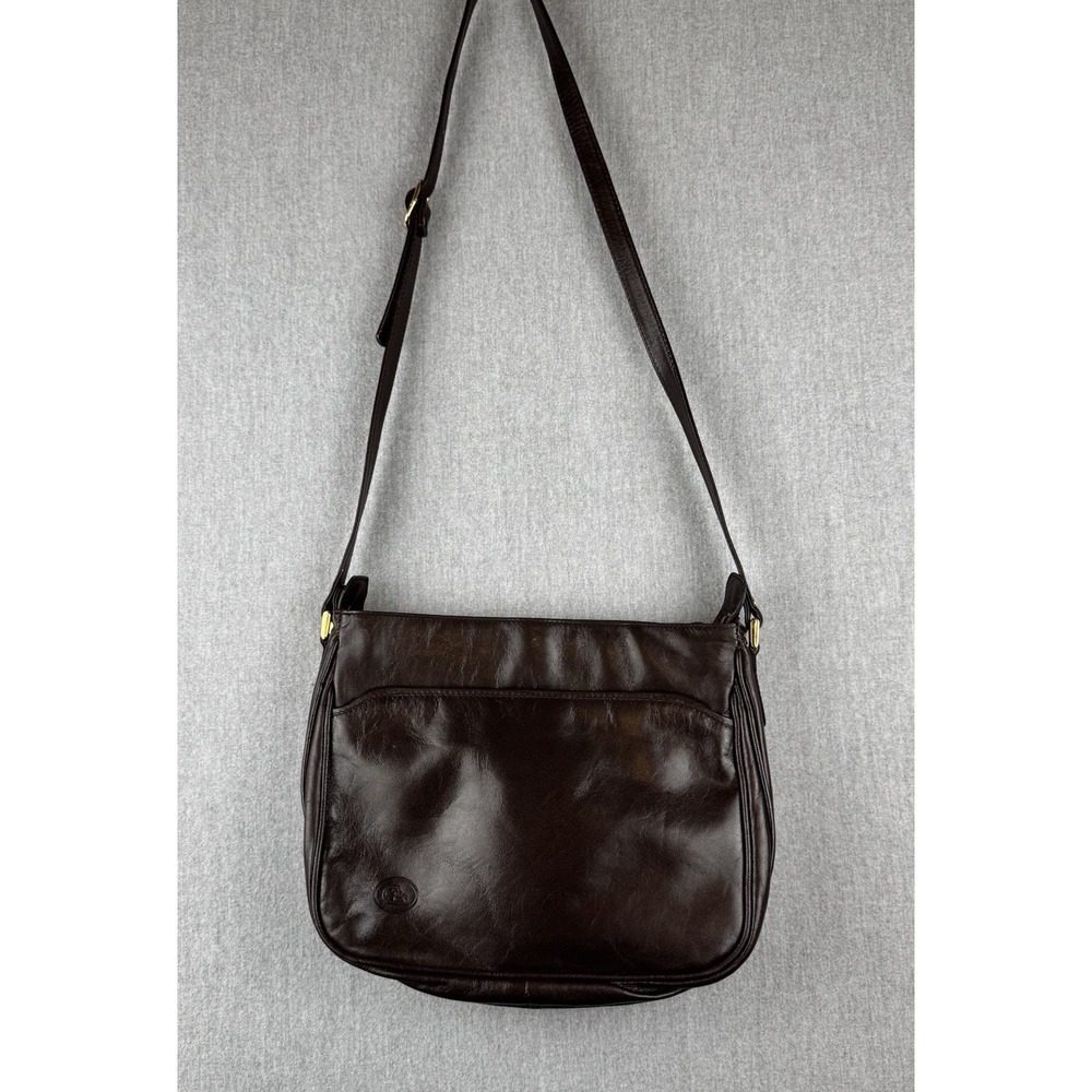 Frost Bros Vintage Crossbody Bag Genuine‎ Leather Brown Made in Italy